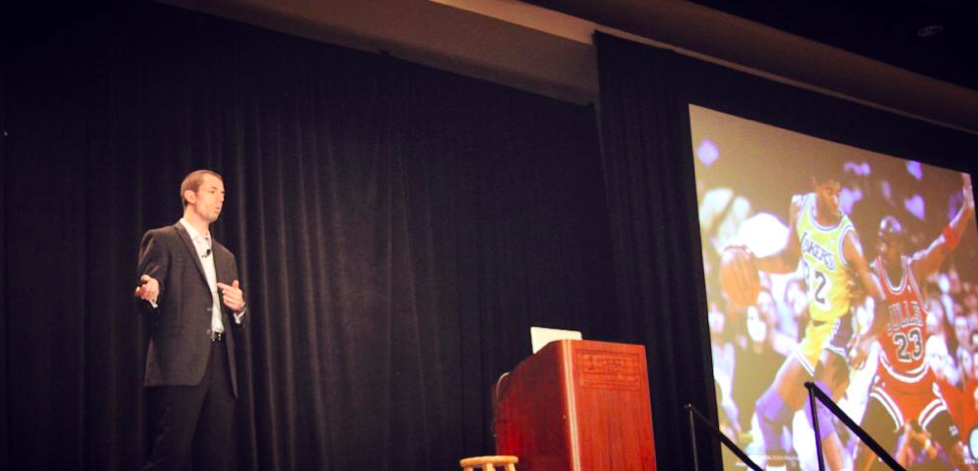Photo of Keith Brown speaking in 2013