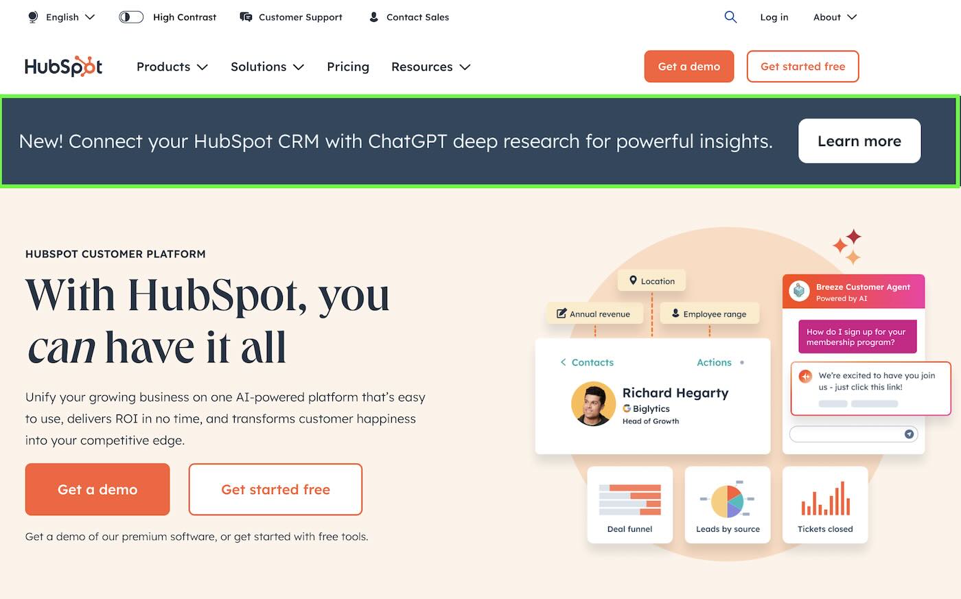 hubspot encourages users to login to chatgpt instead of hubspot
